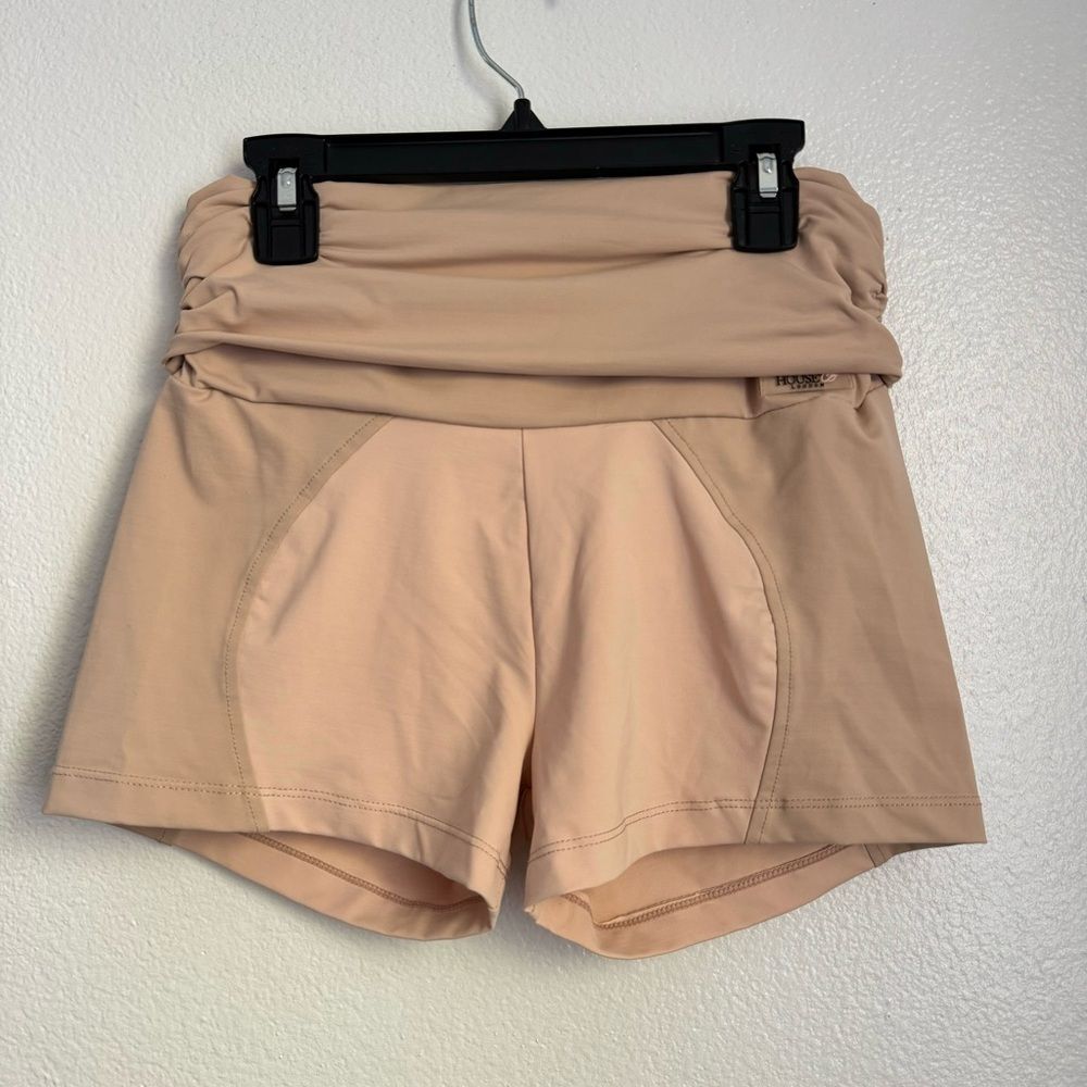 House of CB ruched fold over mini spandex shorts